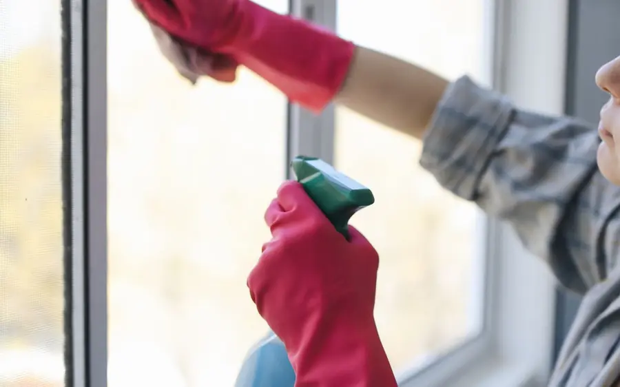 Fensterreinigung in einer hellen Wohnung